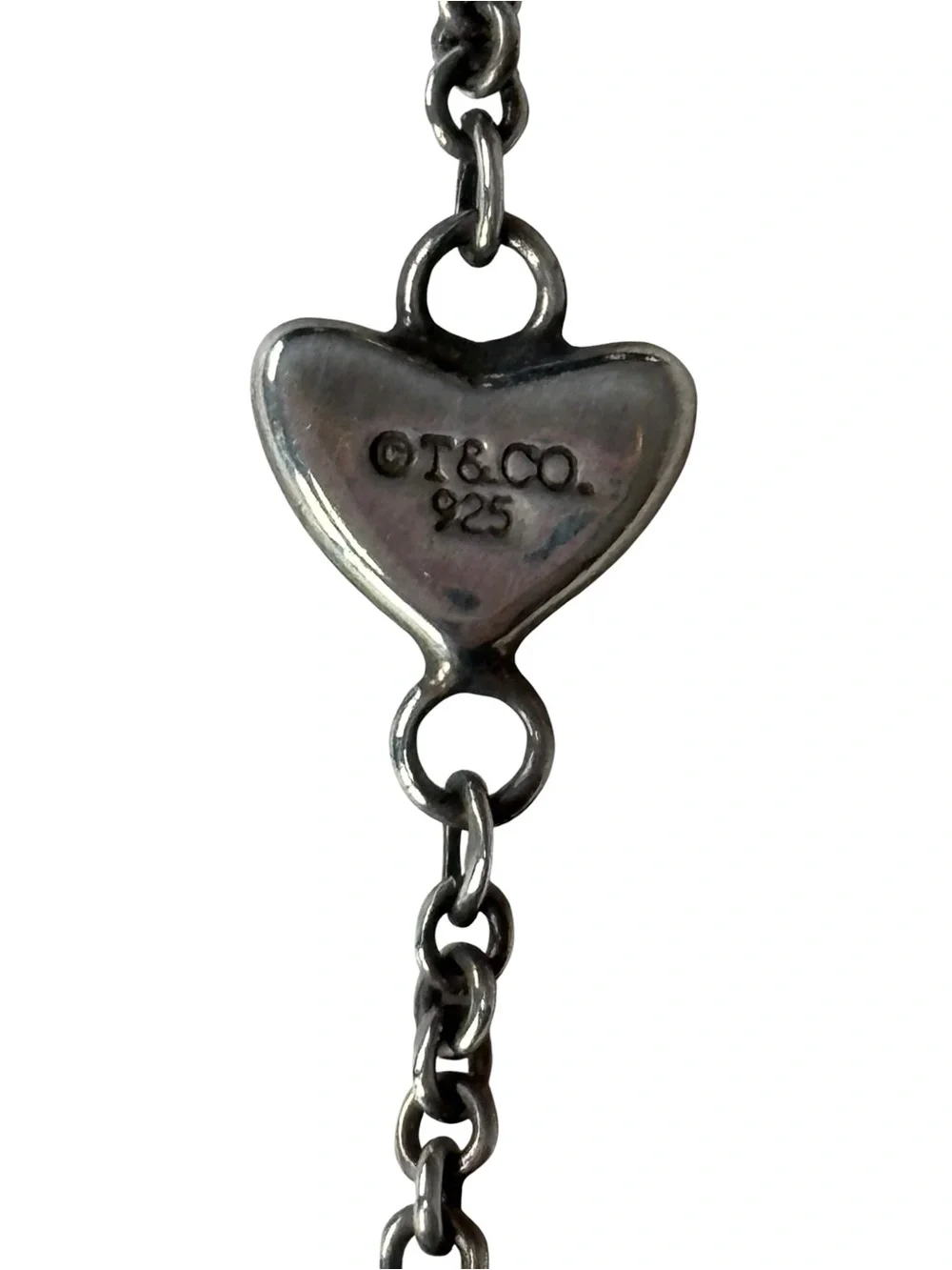 925 Marked Open Heart Station Lariat Necklace Silver Tone Chain Necklace - Picture 3 of 5